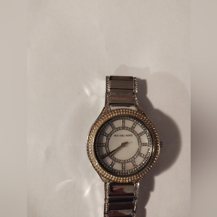 Michael Kors Silver With Mother Of Pearl Face And Crystal Timepiece
